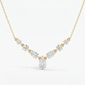 Pear & Round Cut Diamond V-Shape Diamond Pendant Necklace