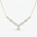 Pear & Round Cut Diamond V-Shape Diamond Pendant Necklace