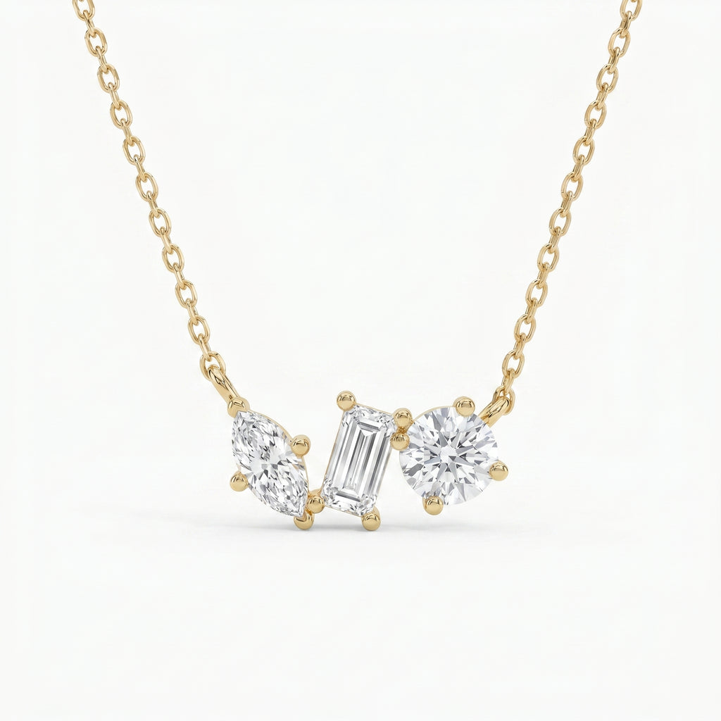 Three Stone Diamond Pendant Necklace