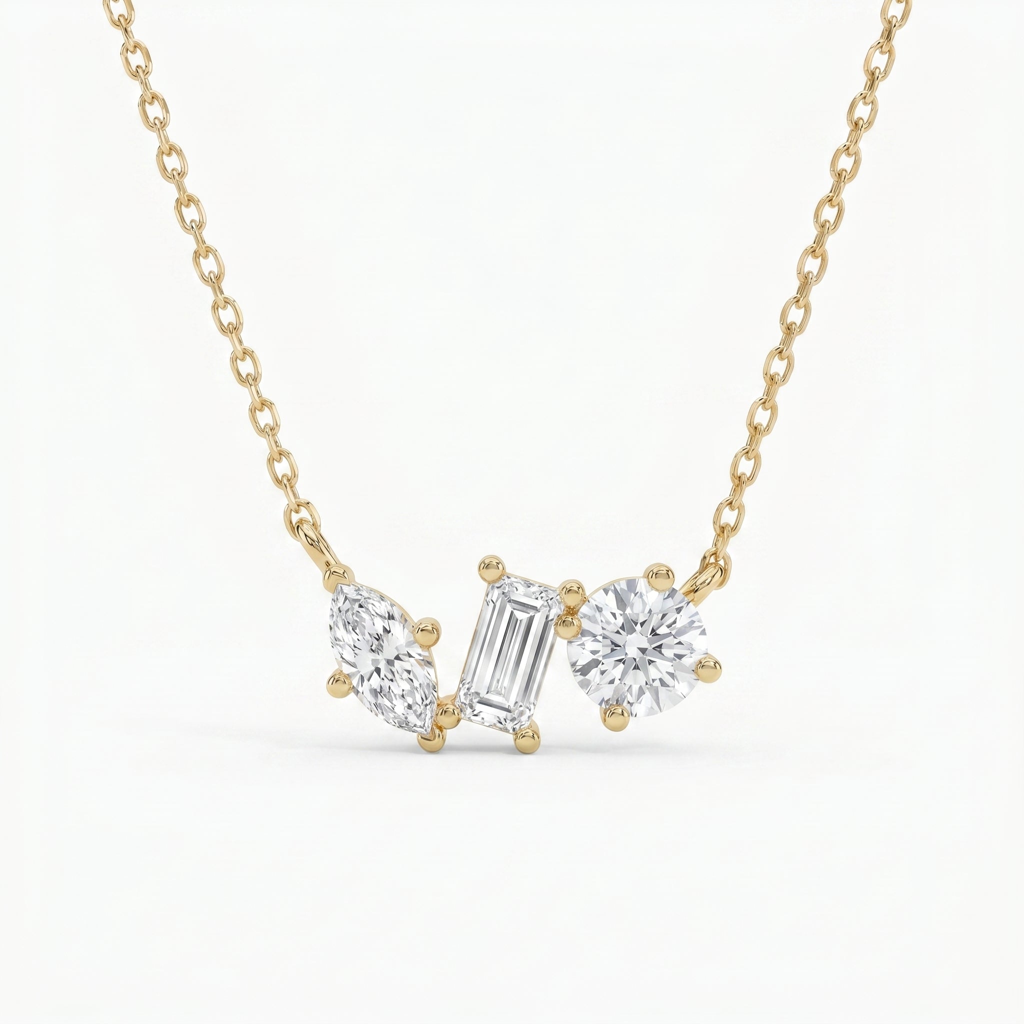 Three Stone Diamond Pendant Necklace