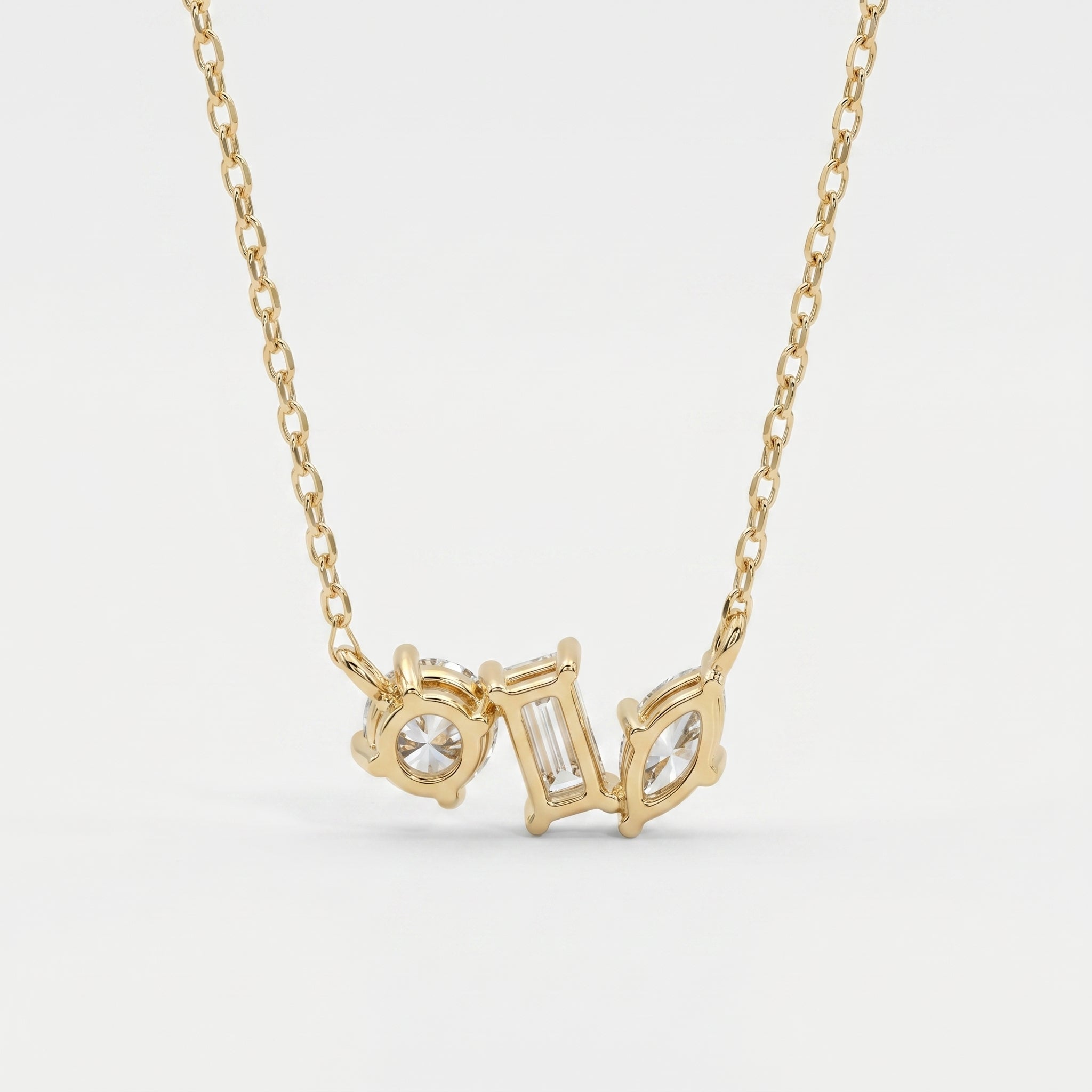 Three Stone Diamond Pendant Necklace