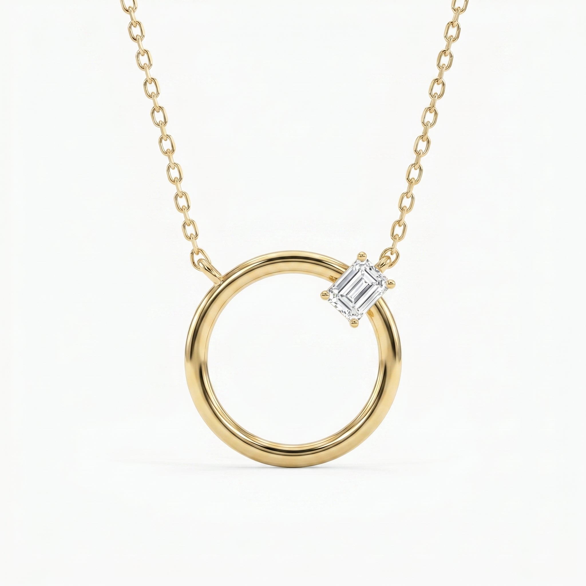 Circle Design Diamond Pendant Necklace