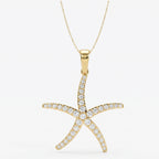 Round Diamond Starfish Embrace Pendant Necklace