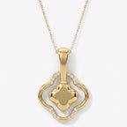 Round Diamond Elegant Clover Bloom Pendant Necklace