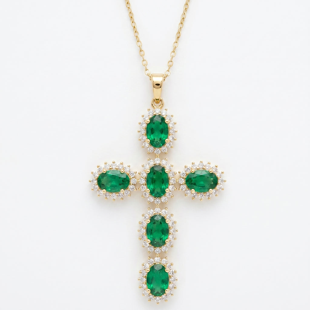 Sterling Oval-Cut Cross Pendant Necklace by Valam Design