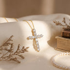 Round Diamond Cross Pendant Necklace