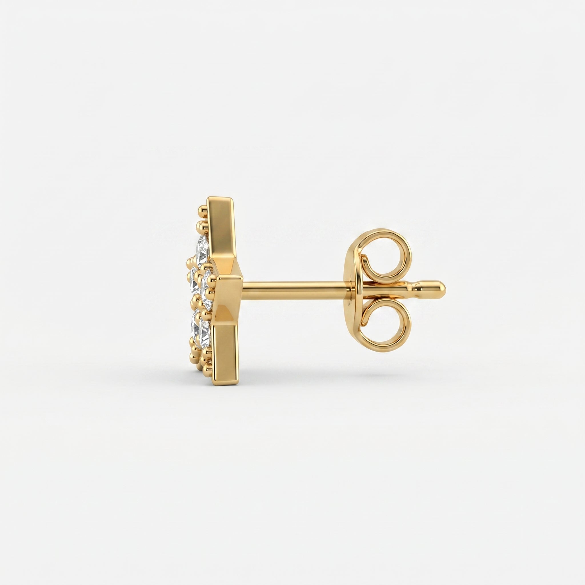 Flat lay of luxury star-shaped diamond stud earrings on clean white background with elegant minimalist styling