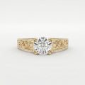 Vintage Floral Engraved Round Cut Diamond Engagement Ring
