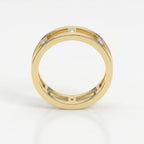 Modern openwork Baguette diamond band ring in polished gold with geometric architecture and premium craftsmanship