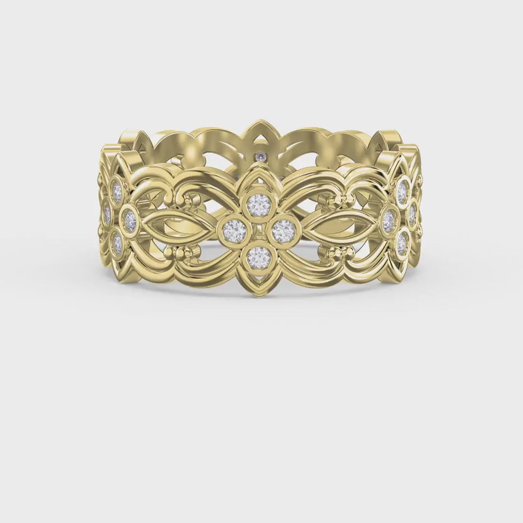 Floral Diamond Wide Vintage Band