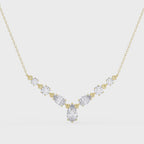 Pear & Round Cut Diamond V-Shape Diamond Pendant Necklace