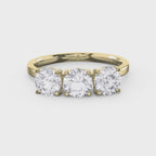Three-Stone Round Brilliant-Cut Diamond Fashion Ring
