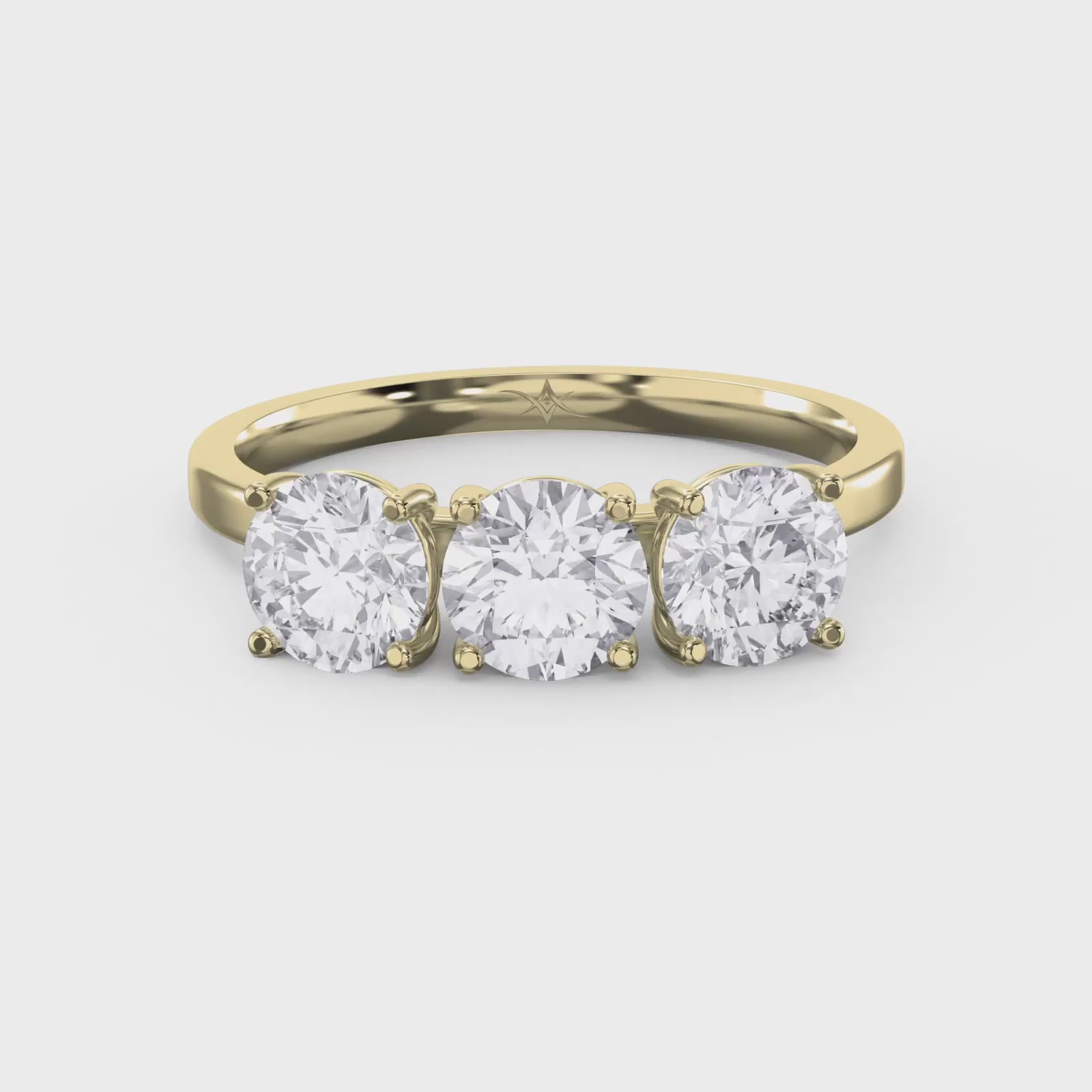 Three-Stone Round Brilliant-Cut Diamond Fashion Ring