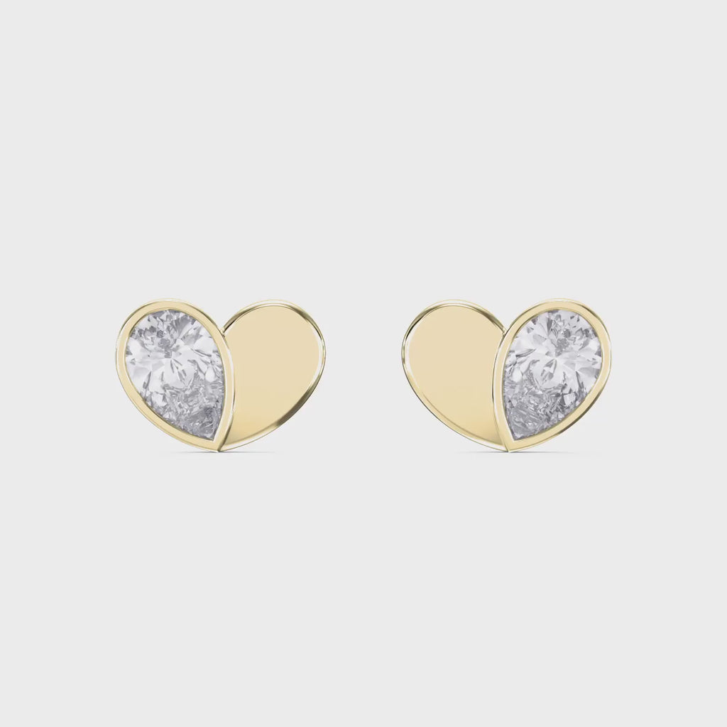 Heart Shape Earrings with Pear-Shaped Diamond Fashion Earring