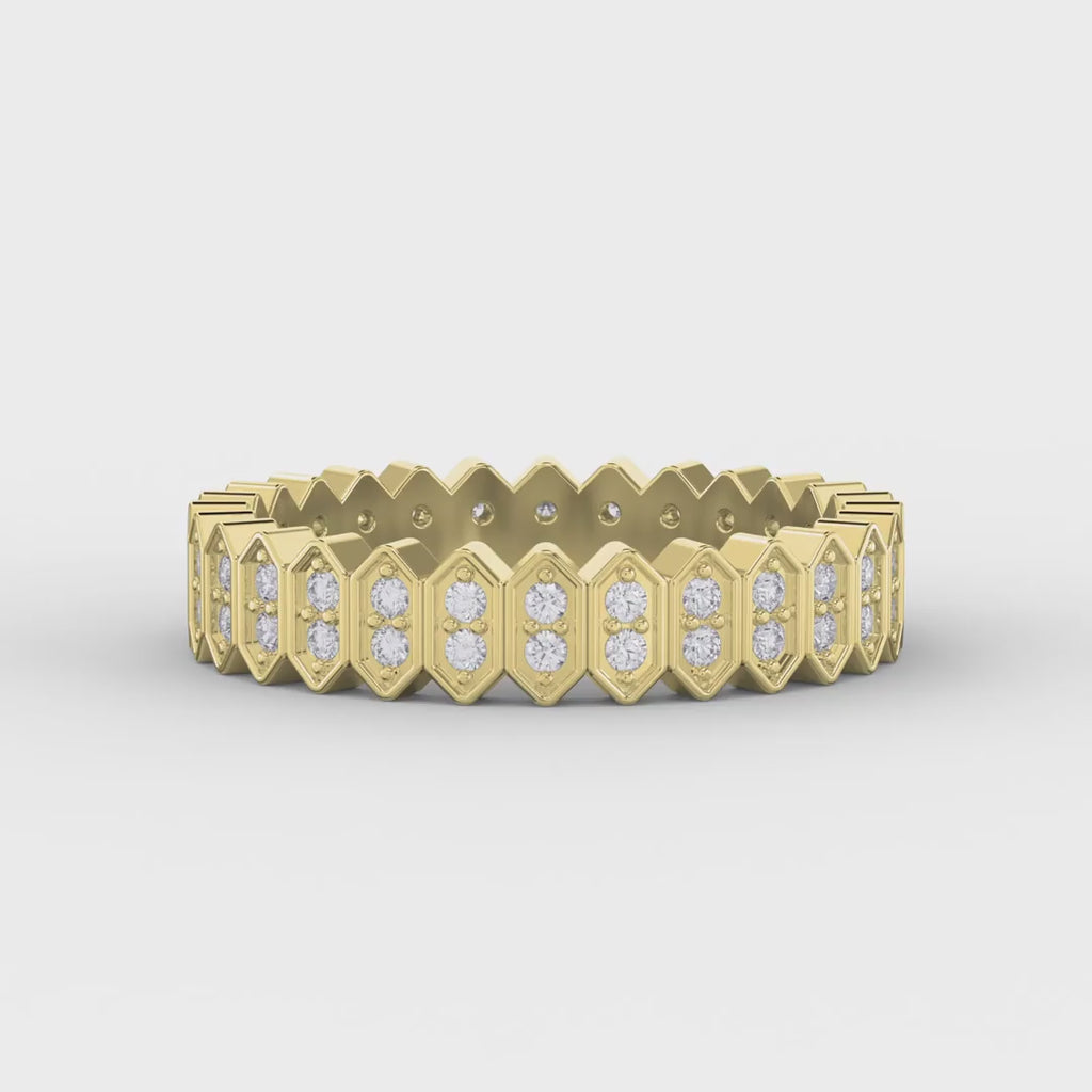 Marquise Motif Round Diamond Wedding Band
