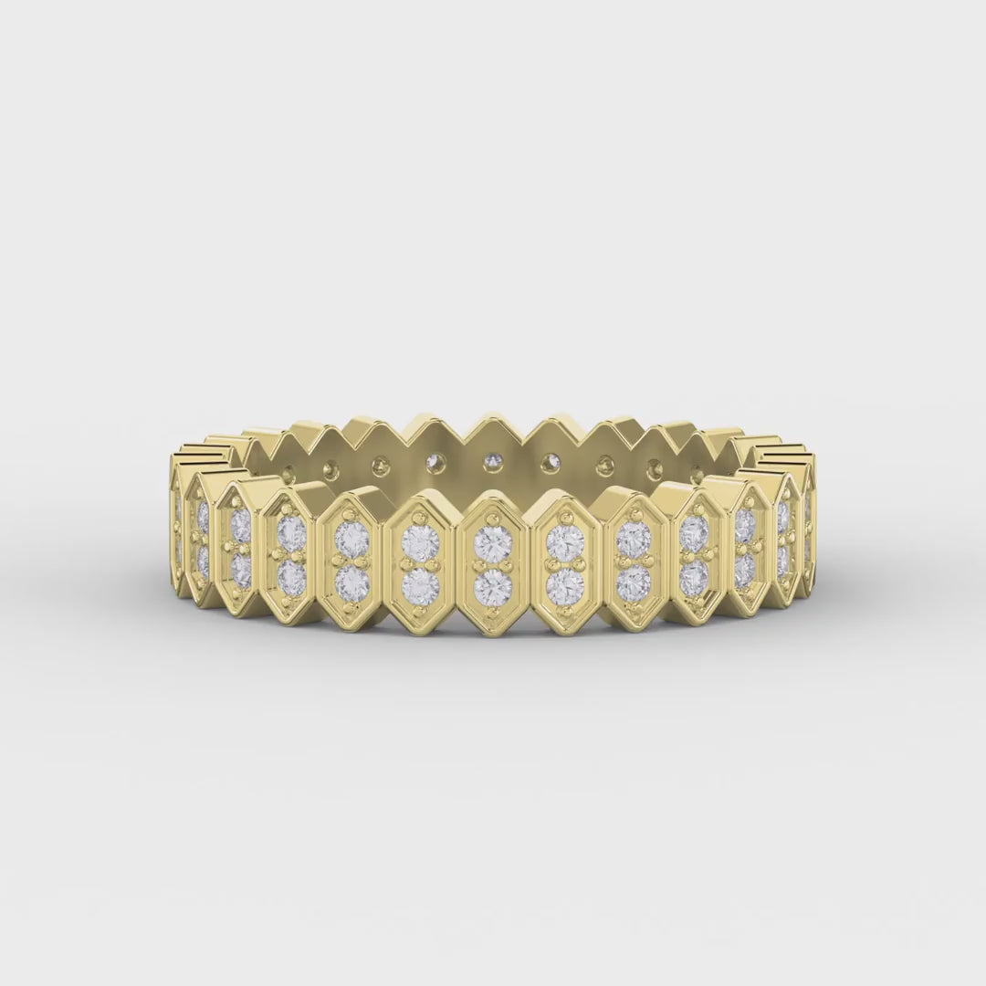 Marquise Motif Round Diamond Wedding Band