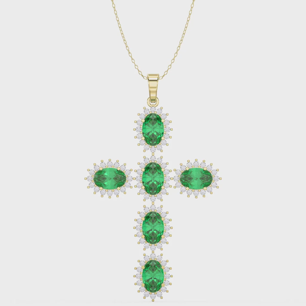 Sterling Oval-Cut Cross Pendant Necklace by Valam Design