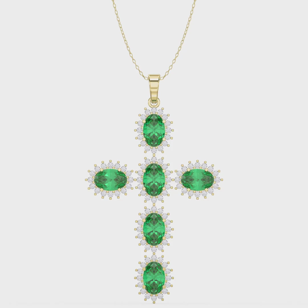 Sterling Oval-Cut Cross Pendant Necklace by Valam Design