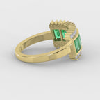 Emerald Cut Green Diamond Statement Ring