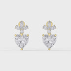 Floral Cluster Heart Diamond Drop Earring
