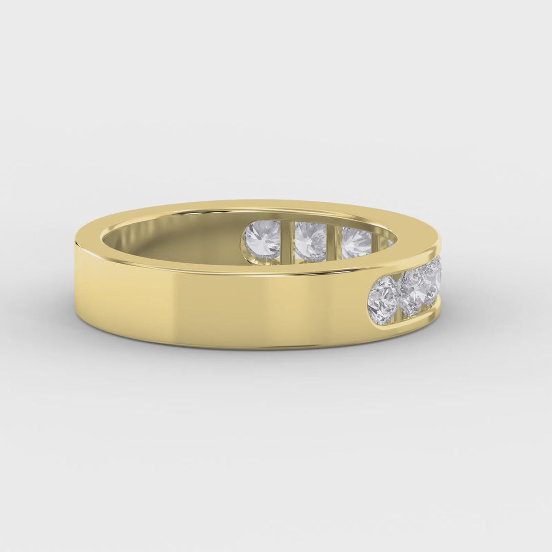 Channel Set Round Diamond Half Ring