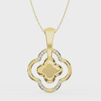 Round Diamond Elegant Clover Bloom Pendant Necklace