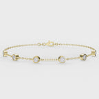 Diamond Station Bracelet – Bezel Set Round Diamonds Minimalist Chain Design