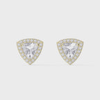 Trillion Cut Diamond Halo Stud Earrings