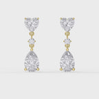 Romantic Heart & Pear Cut Diamond Drop Dangle Earring