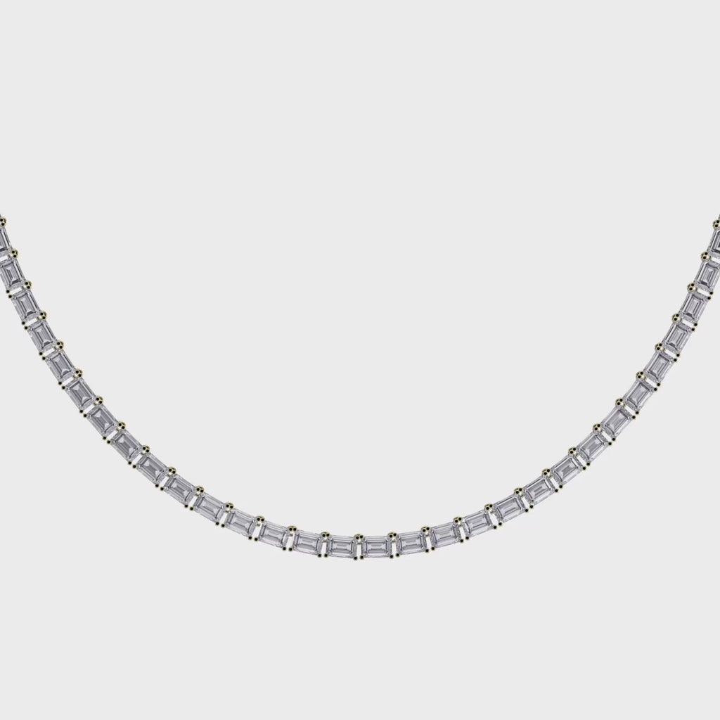 Elevate Elegance Emerald Cut Diamond Tennis Necklace