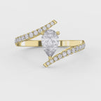 Elegant Pear-Cut Diamond Bypass Side Stone Engagement Ring