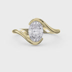 Modern Twist Bypass Design Oval Diamond Solitaire Ring