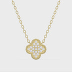 Clover Diamond Heritage Necklace – Pavé Quatrefoil Charm Jewelry