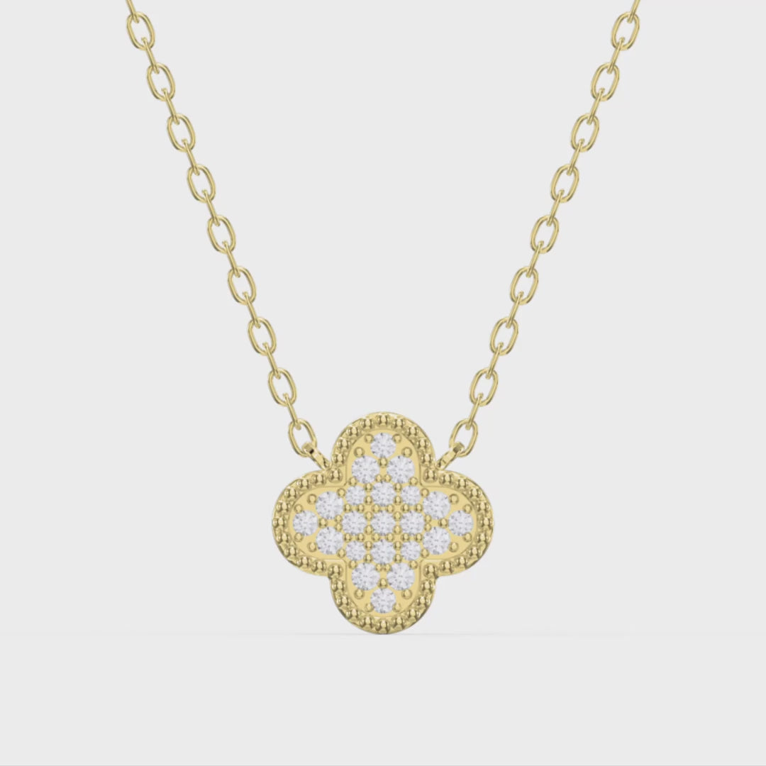 Clover Diamond Heritage Necklace – Pavé Quatrefoil Charm Jewelry