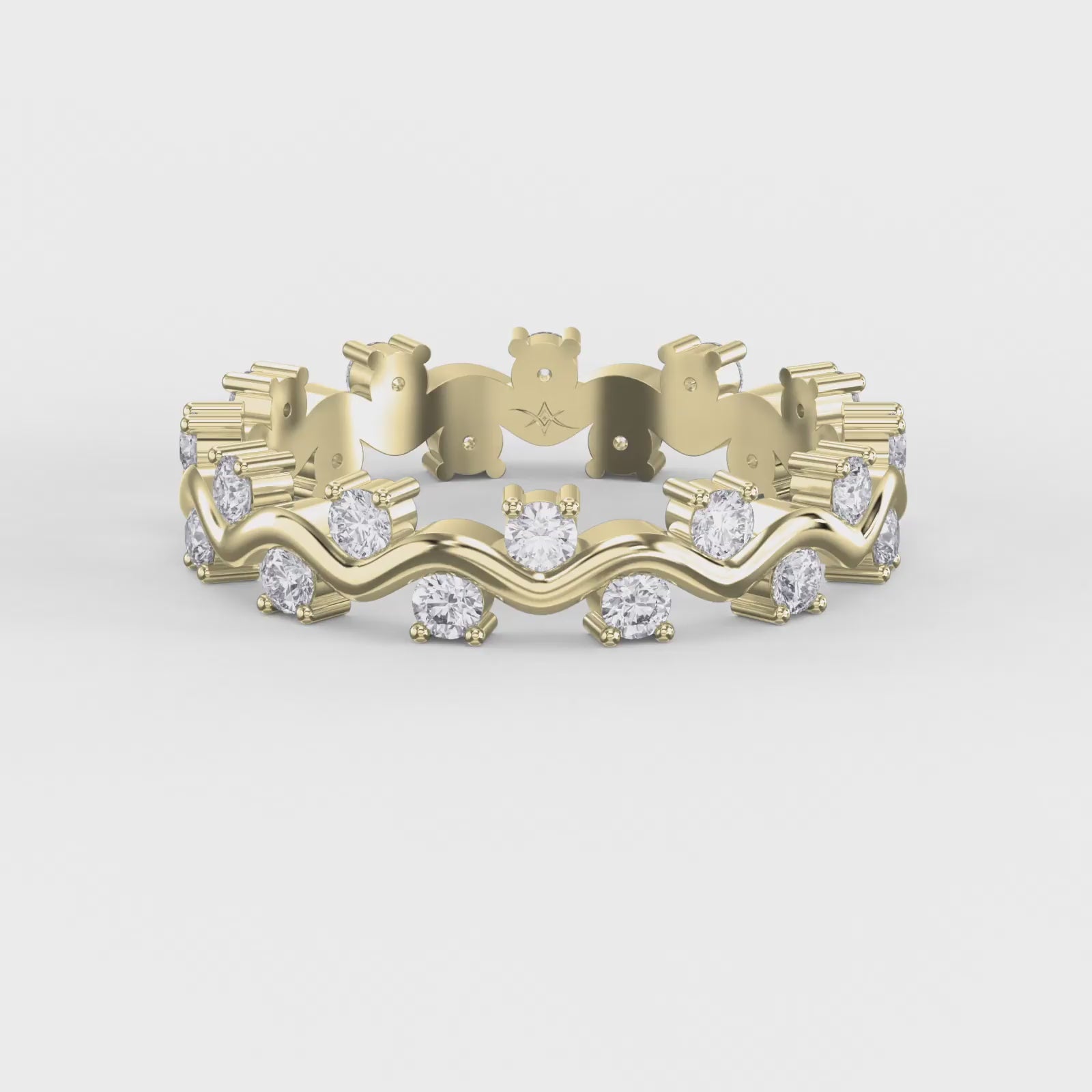 Curved Diamond Ring with Round Brilliant Cut Ring