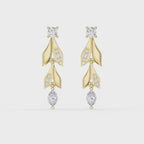 Elegant Leaf Diamond Drop Dangle Earring