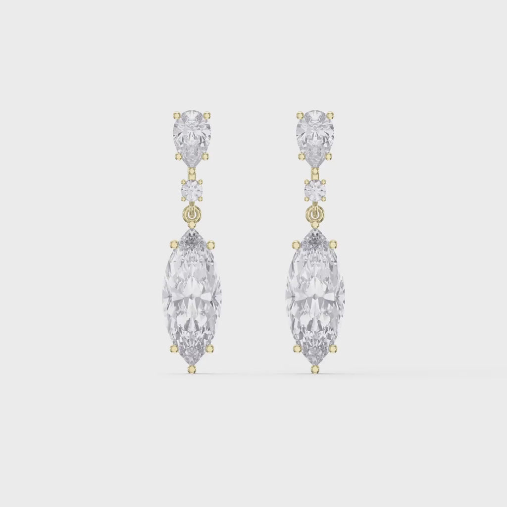 Triple Cut Drop Dangle Design Earring