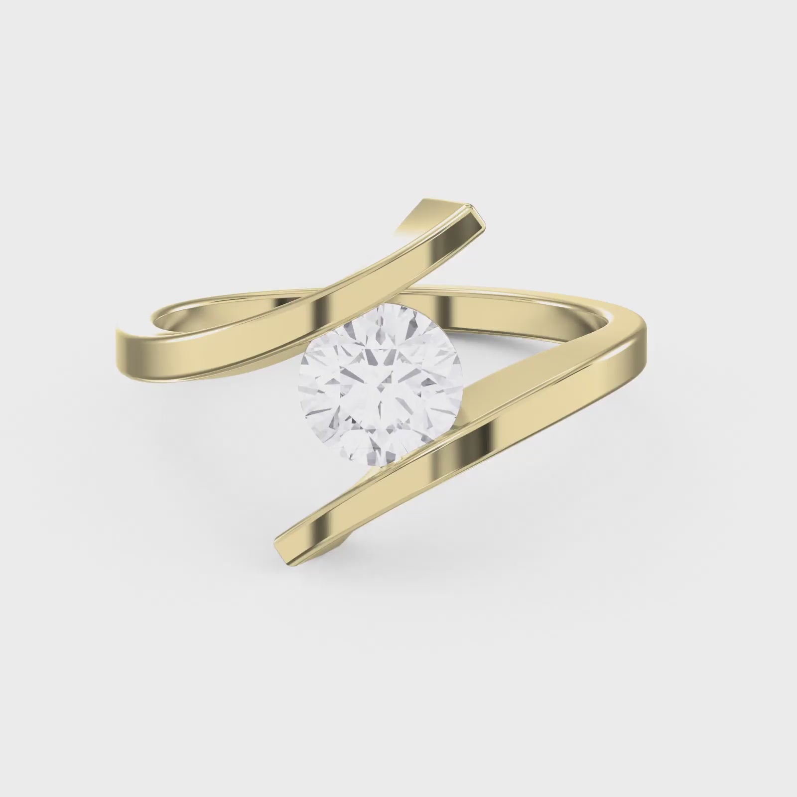 Contemporary Twisted Bypass Diamond Ring