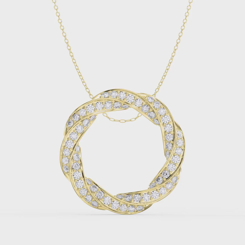 Round Diamond Twisted Circle of Life Fashion Necklace