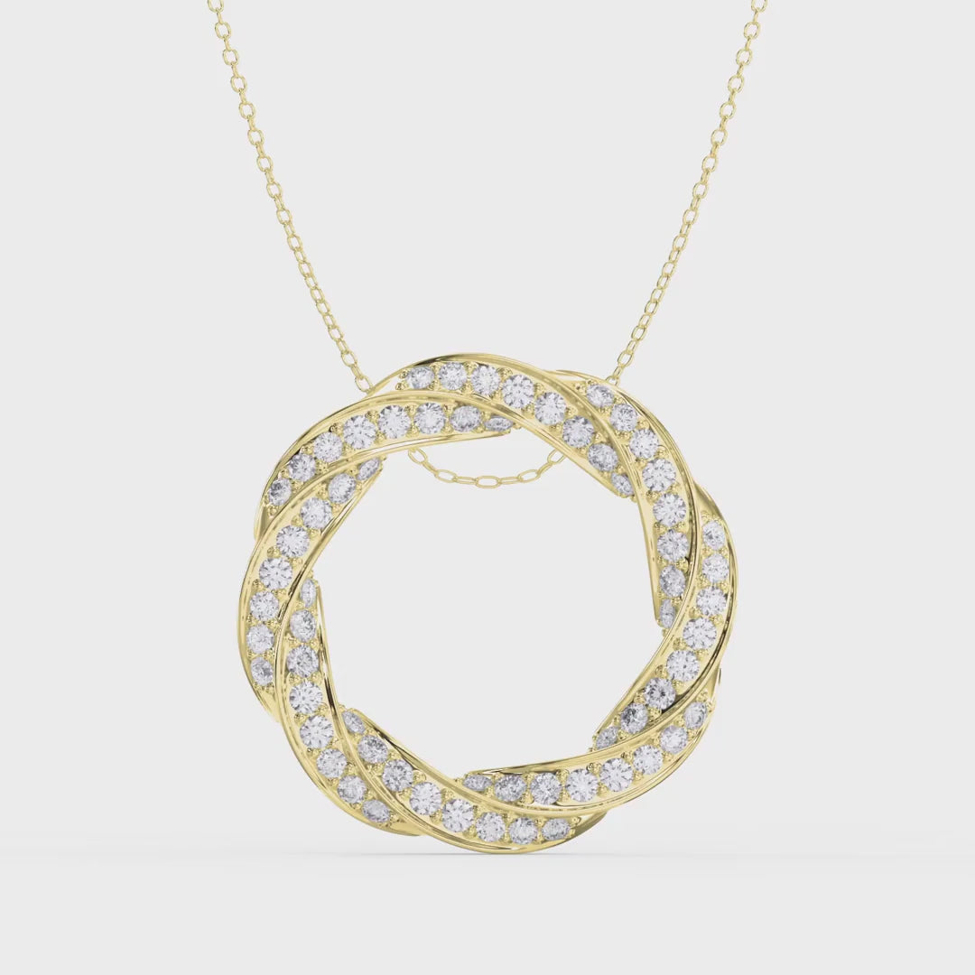 Round Diamond Twisted Circle of Life Fashion Necklace