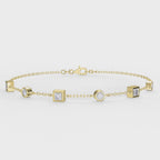 Modern Diamond Station Bracelet with Alternating Round & Princess-Cut Bezel Set Diamonds