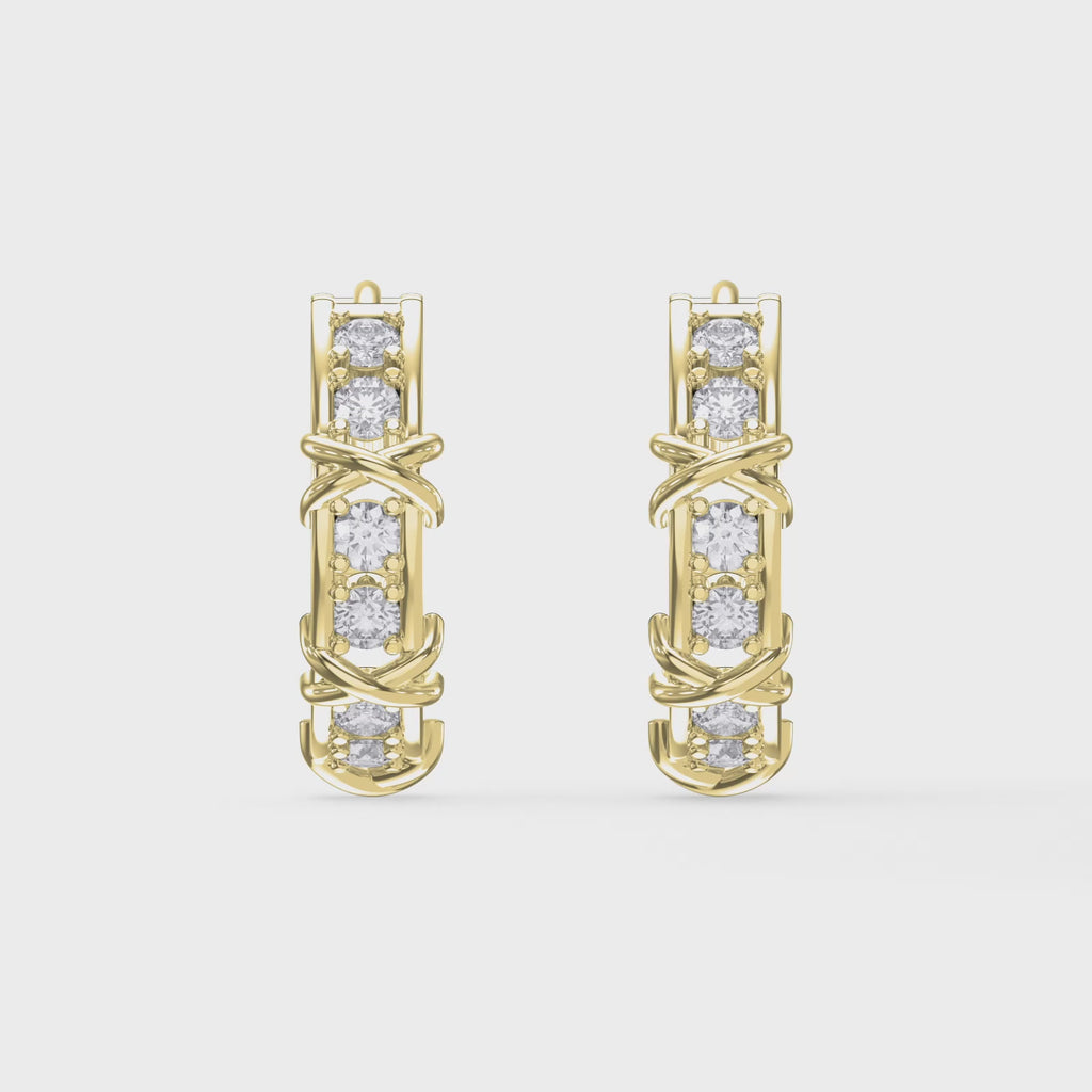 Crisscross Detailing Diamond Hoops Fine Jewelry