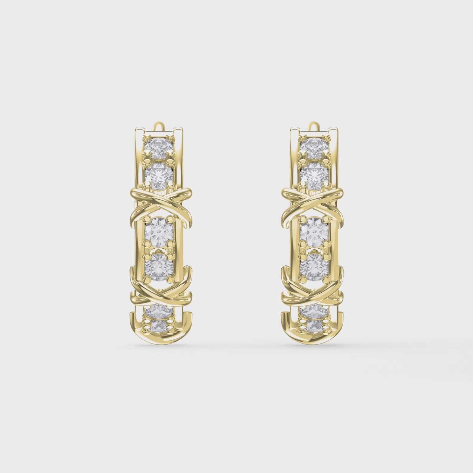 Crisscross Detailing Diamond Hoops Fine Jewelry