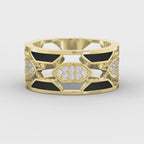 Geometric Cluster Design with Black Enamel Diamond Band