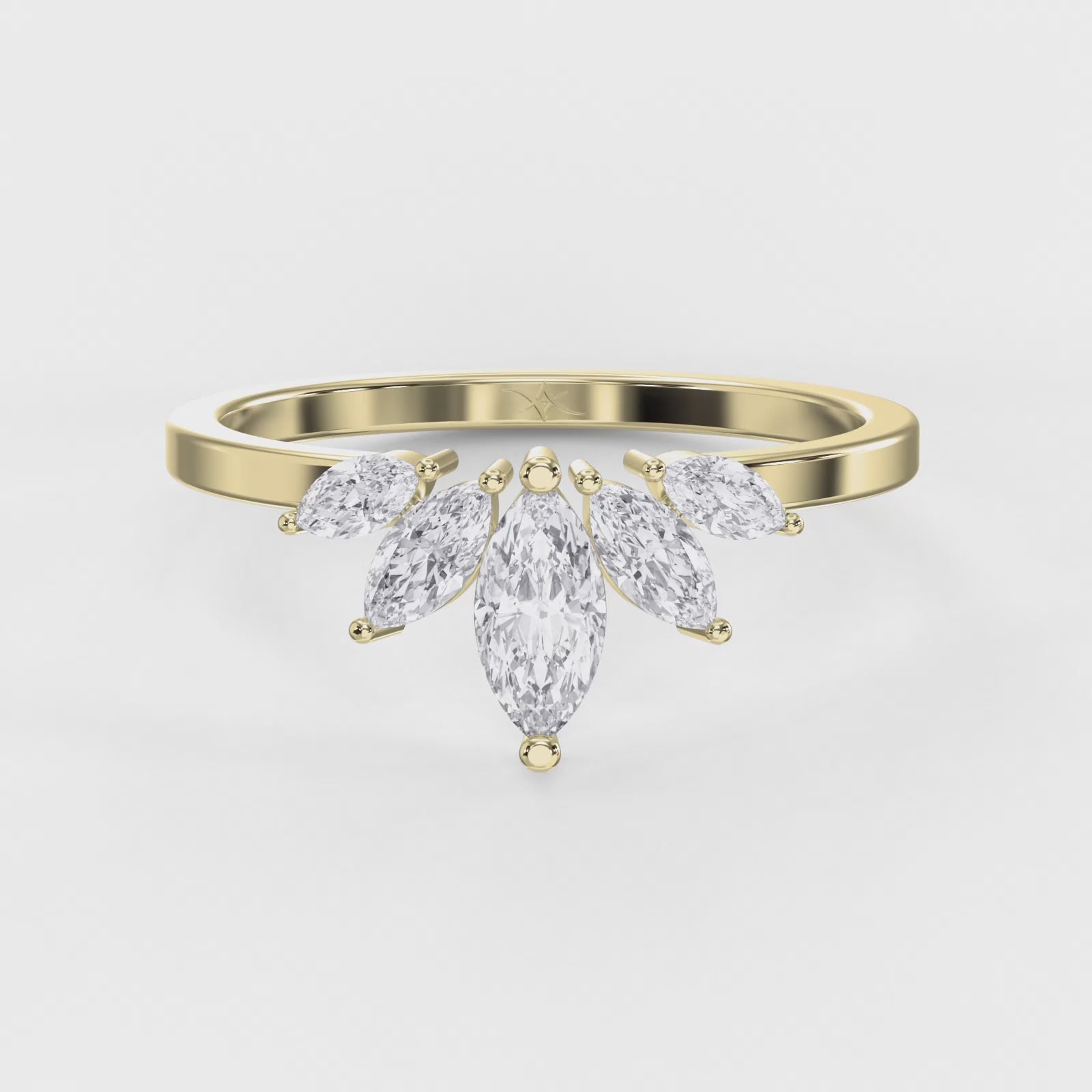 Marquise Diamond Curve Design Wedding Band