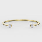 Minimalist Open Cuff Bracelet with Solitaire Oval Diamonds