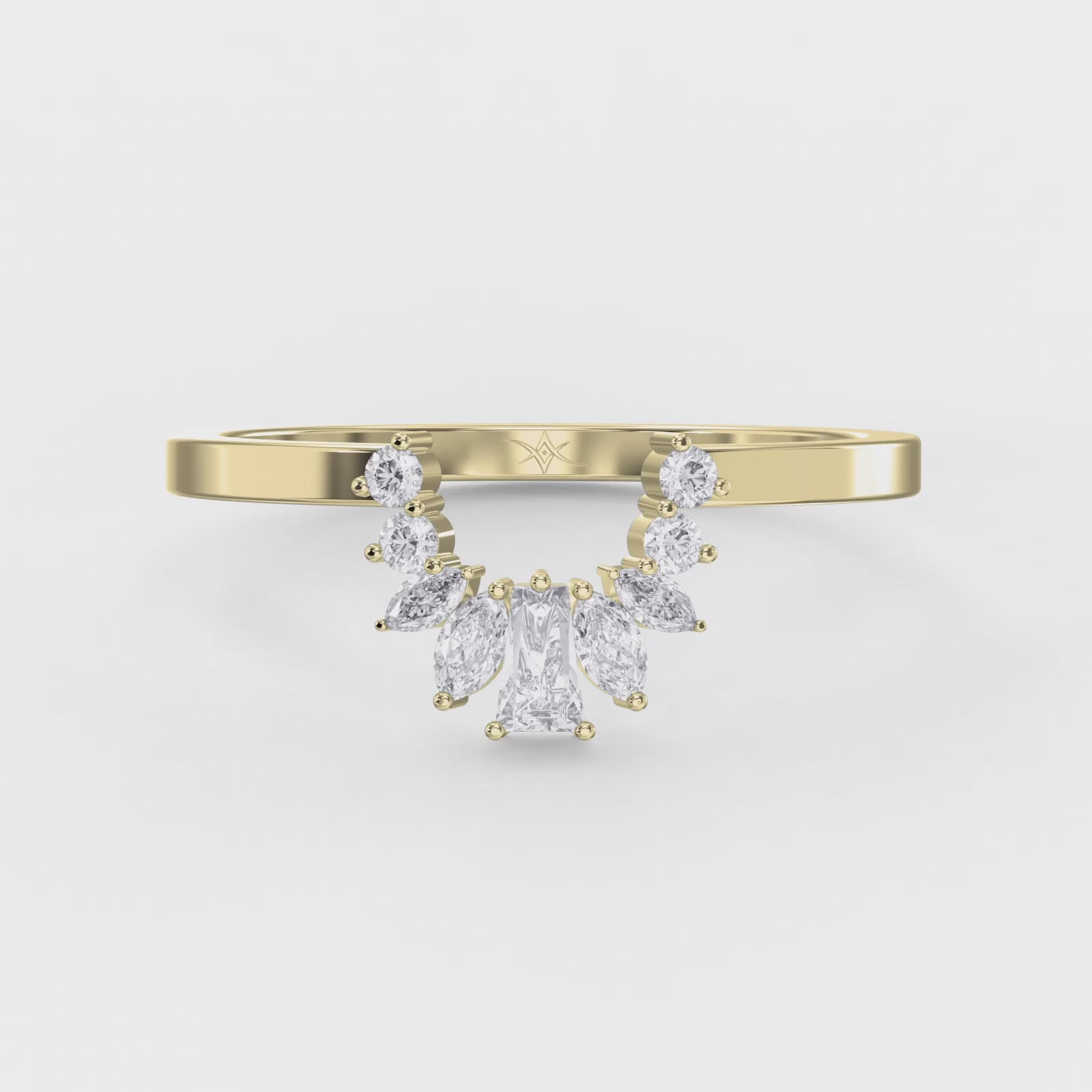 Gracefully Crafted Marquise & Baguette Diamond Curved Design Ring