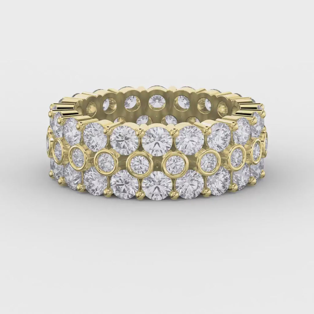 Wide Multi Row Round Brilliant Cut Diamond Band
