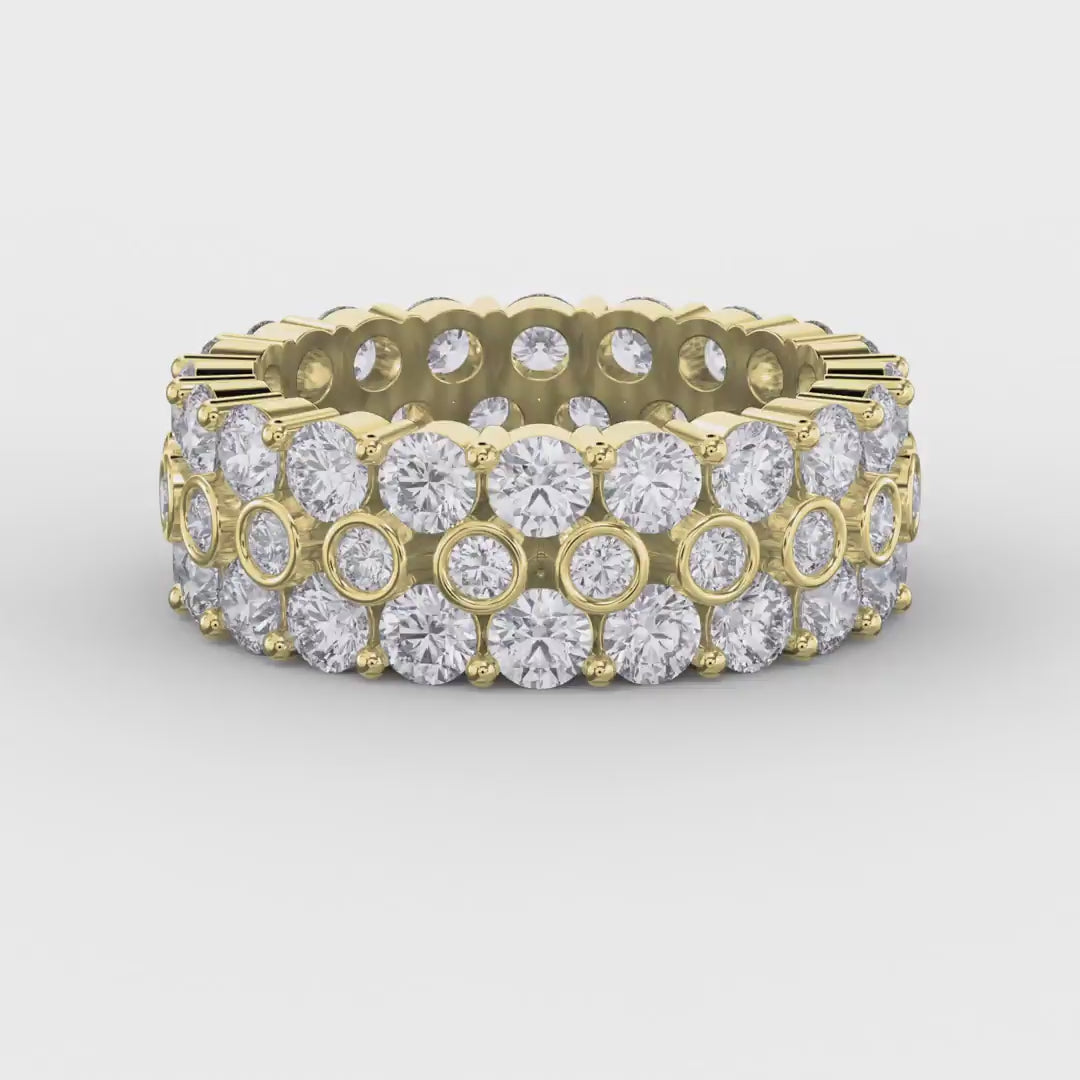 Wide Multi Row Round Brilliant Cut Diamond Band