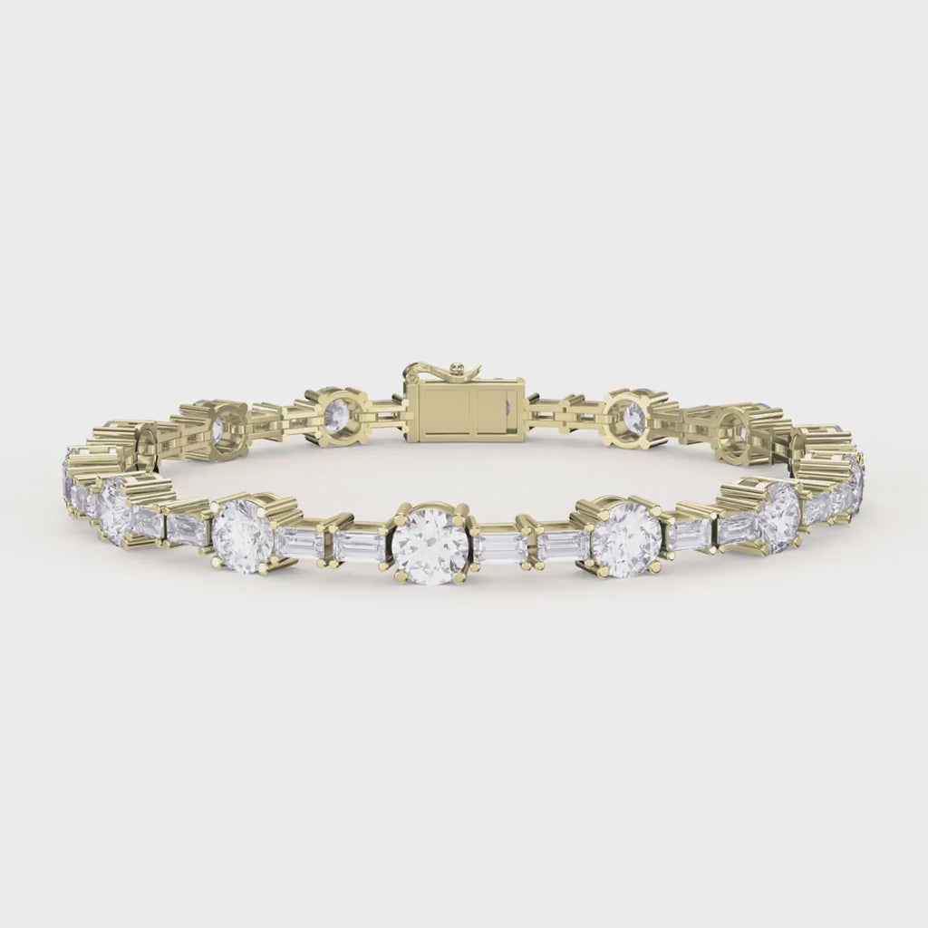 Round & Baguette Diamond Tennis Bracelet